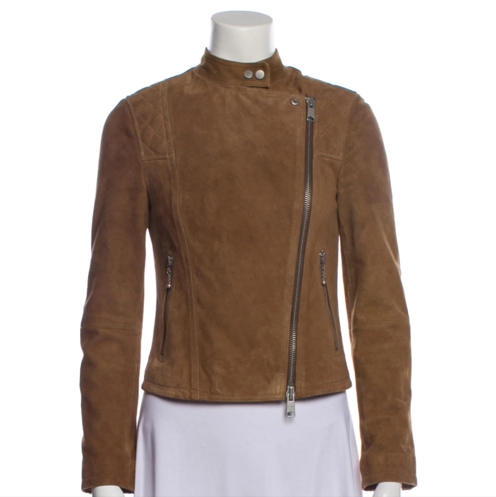 All Saints suede Biker jacket, brown, Size 0